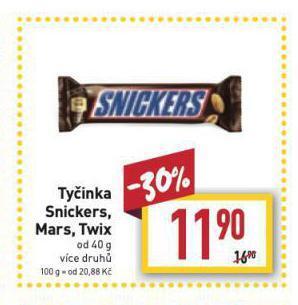 Billa Tyčinka snickers nabídka