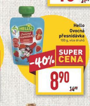 Billa Hello ovocná přesnídávka nabídka