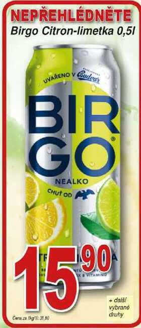 Hruška Birgo citron-limetka plech 0,5l nabídka