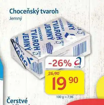Kubík potraviny Choceňská mlékárna choceňský tvaroh jemný 250g nabídka