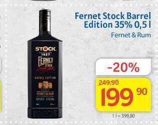 Kubík potraviny Fernet stock barrel edition 35% fernet & rum 0,5l nabídka