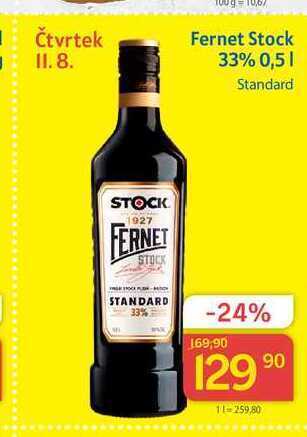Kubík potraviny Stock fernet standard 33% 0,5l nabídka