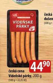 Česká cena vídeňské párky, 200 g