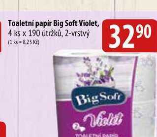 Toaletní papír big soft violet, 4 ks x 190 útržků, 2-vrstvý