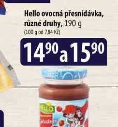 Bala Hello ovocná přesnídávka, různé druhy, 190 g nabídka