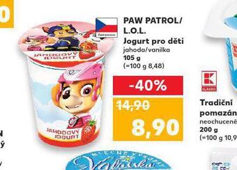 Kaufland Paw patrol / l.o.l. jogurt pro děti nabídka