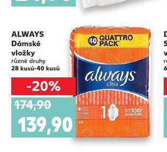 Kaufland Always dámské vložky nabídka