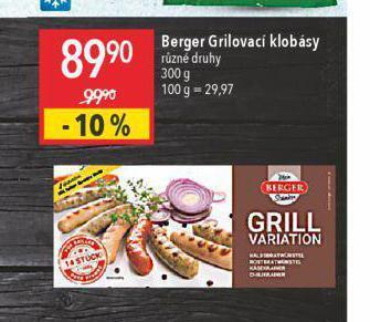 Globus Berger grilovací klobásy nabídka