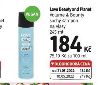 dm drogerie Love beauty and planet suchý šampon nabídka
