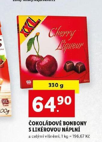 Lidl Čokoládové bonbony s likérovou náplní nabídka
