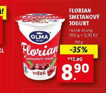 Lidl Florian smetanový jogurt nabídka