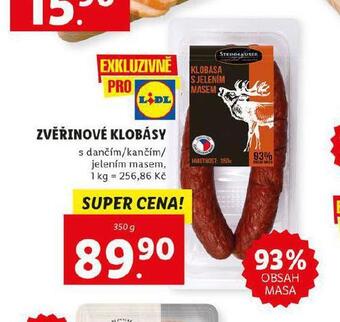 Lidl Zvěřinové klobásy nabídka