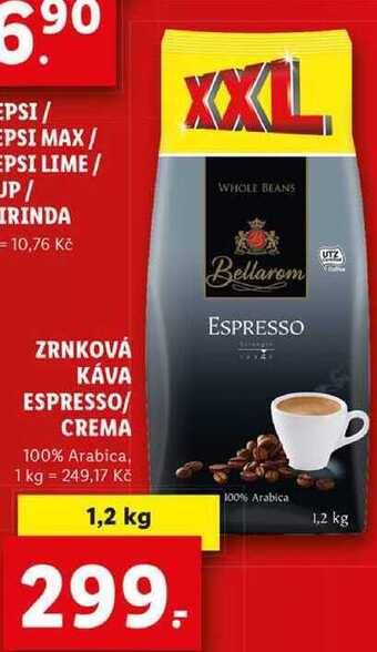 Lidl Zrnková káva espresso/ crema, 1,2 kg nabídka