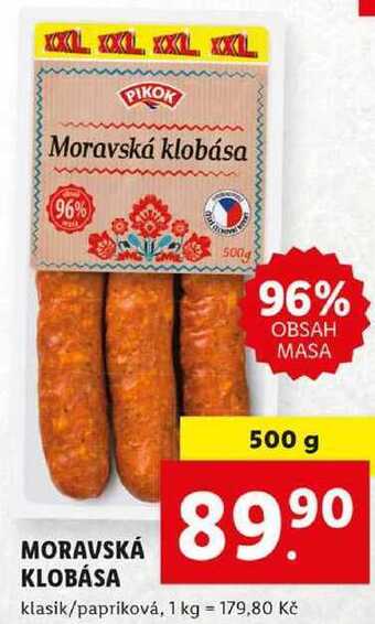 Lidl Moravská klobása, 500 g nabídka