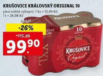 Lidl Krušovice královský original 10, 8x 0,5 l nabídka