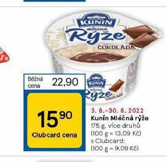Tesco Kunín mléčná rýže nabídka