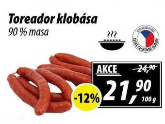 ZEMAN Toreador klobása 90% masa, 100 g nabídka