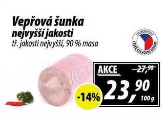 ZEMAN Vepřová šunka nejvyšší jakosti tř. jakosti nejvyšší, 90 % masa, 100 g nabídka