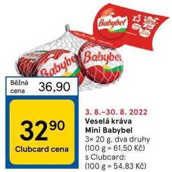 Tesco Veselá kráva mini babybel 3 x 20 g nabídka