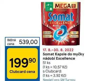 Tesco Somat kapsle do myčky nádobí excellence 51 ks nabídka