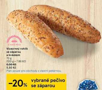 Tesco Vícezrnný rohlík se záparou a kváskem 70 g nabídka