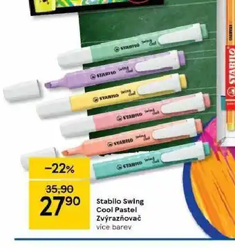Tesco Stabilo swing cool pastel zvýrazňovače nabídka