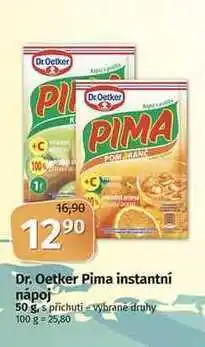 Coop Dr. oetker pima instantní nápoj 50 g, s přichuti vybrane druhy nabídka