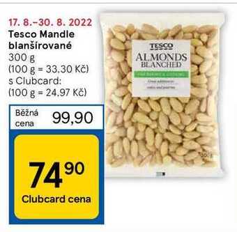 Tesco Tesco mandle blanšírované 300 g nabídka