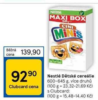 Tesco Nestlé dětské cereálie 600-645 g nabídka