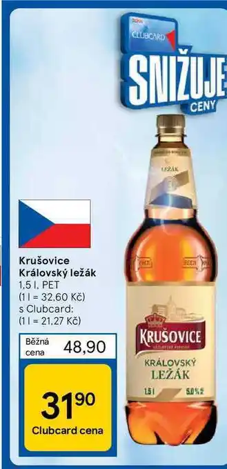 Tesco Krušovice královský ležák 1.5 1. pet nabídka
