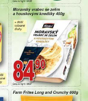 Lidl Moravský vrabec se zelím a houskovými knedlíky nabídka