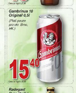 Lidl Pivo gambrinus originál nabídka