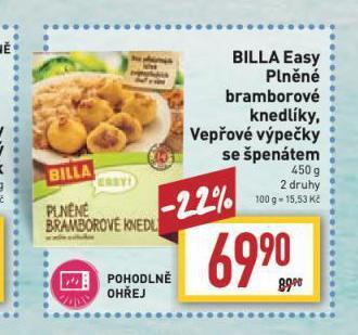 Billa Plněné bramborové knedlíky nabídka