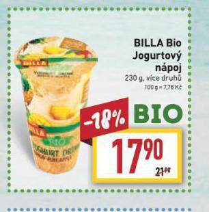 Billa Bio jogurtový nápoj nabídka