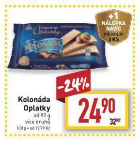 Billa Kolonáda oplatky nabídka