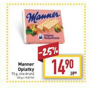 Billa Manner oplatky nabídka