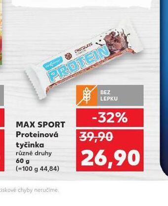 Kaufland Max sport proteinová tyčinka nabídka