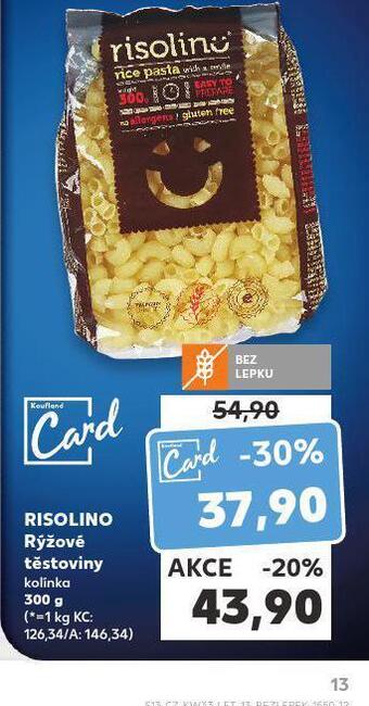 Kaufland Risolino rýžové těstoviny nabídka