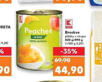 Kaufland Broskve plátky v sirupu nabídka