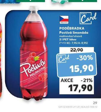 Kaufland Poděbradka poctivá limonáda nabídka