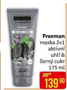 Freeman maska 2v1 aktivní uhlí & černý cukr 175 ml