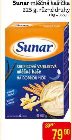 Teta Sunar mléčná kašička 225 g, různé druhy nabídka