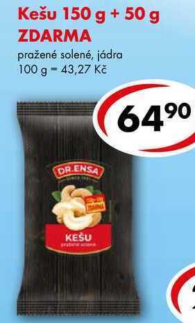 CBA Kešu, 150 g + 50 g zdarma nabídka