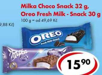 CBA Milka choco snack 32 g, oreo fresh milk - snack 30 g nabídka