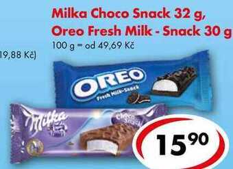 CBA Milka choco snack 32 g, oreo fresh milk - snack 30 g nabídka