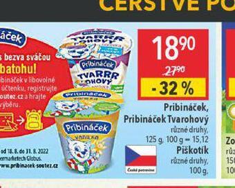 Globus Pribináček, pribináček tvarohový nabídka