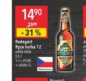 Globus Pivo radegast ryze hořká 12 nabídka