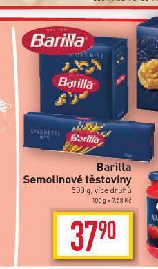 Billa Barilla semolinové těstoviny nabídka