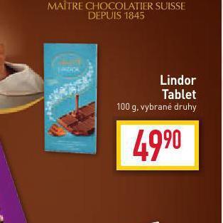 Billa Lindor tablet nabídka