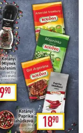 Billa Kotányi paprika lahůdková nabídka